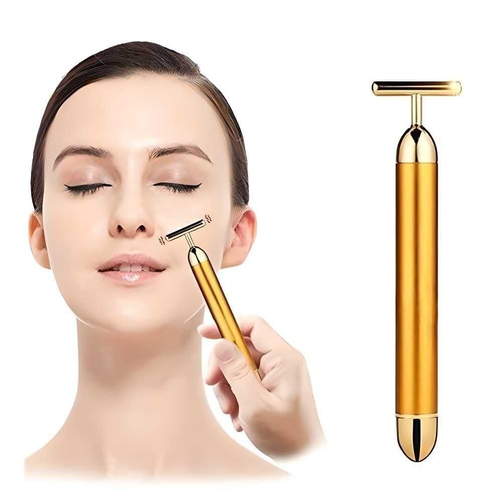 24K Gold Energy Beauty Bar - Electric Facial Massage Roller