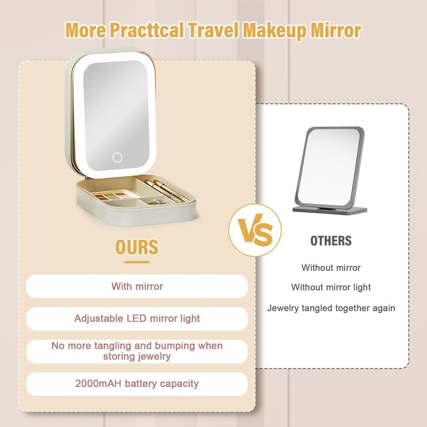 Mini Makeup Box With LED Mirror