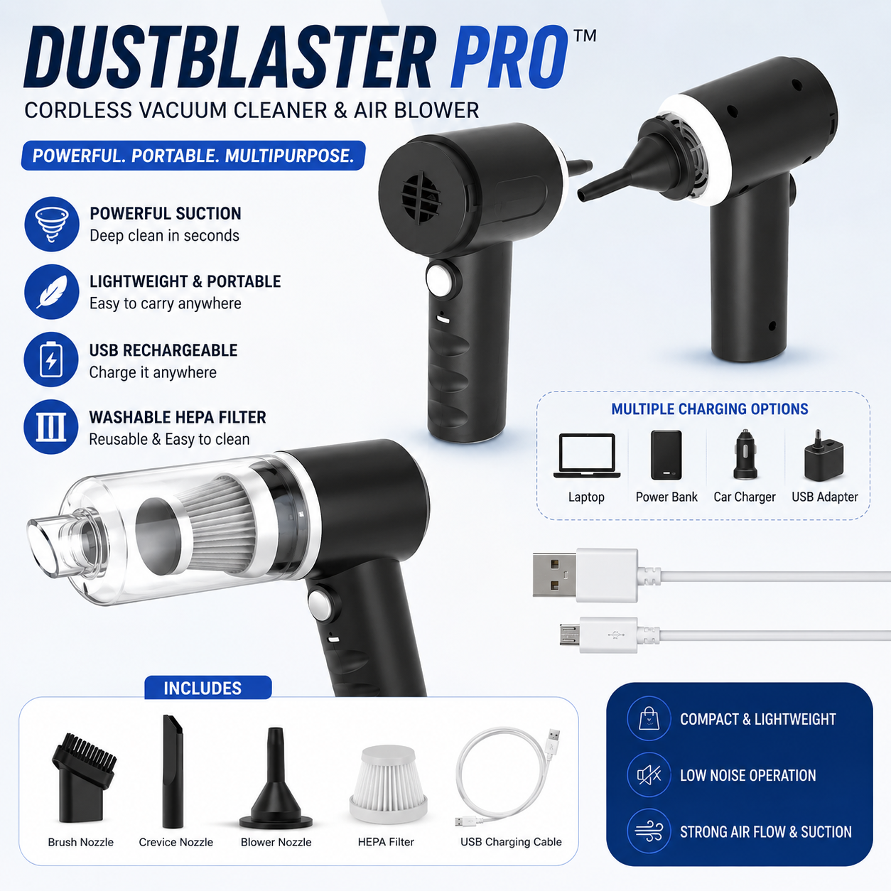 ShopZora DustBlaster Pro™ | Portable Car & Home Vacuum