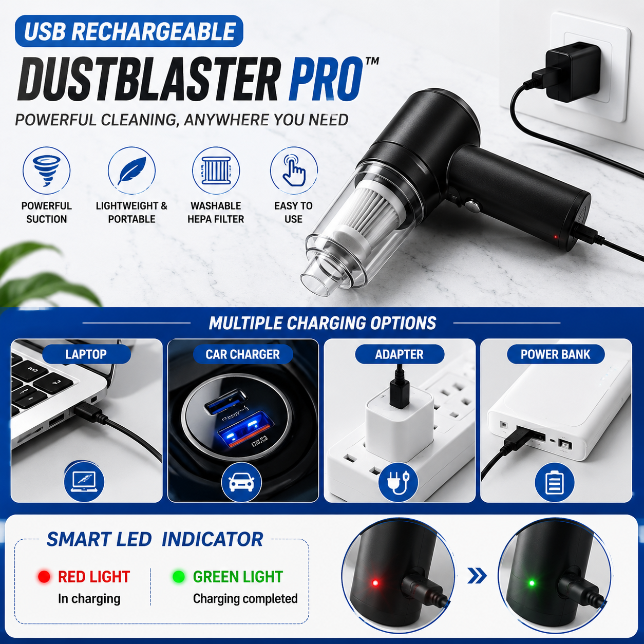 ShopZora DustBlaster Pro™ | Portable Car & Home Vacuum